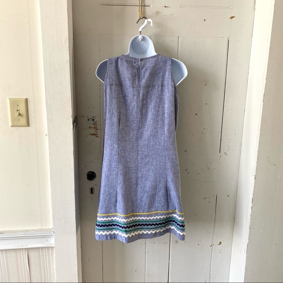 For Cynthia Sleeveless Linen Blend A-Line Dress Rick Rack - Picture 3 of 13